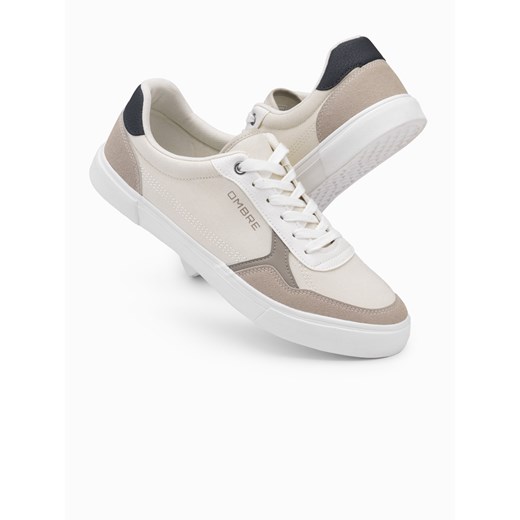 Męskie buty sneakersy z kolorowymi akcentami - kremowe V2 OM-FOTL-0146 41 okazja ombre