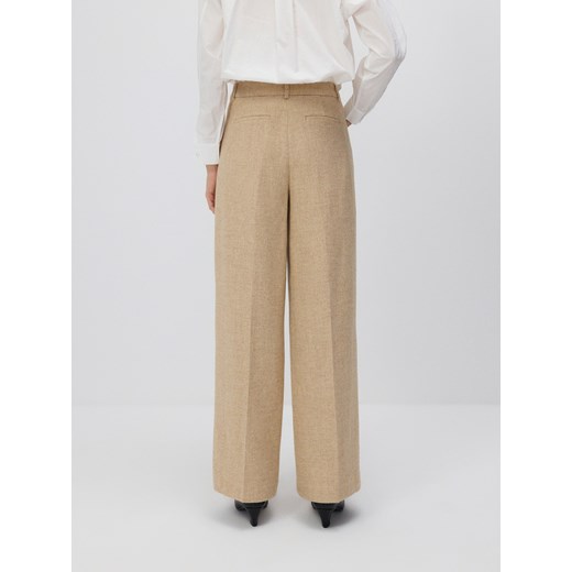 Reserved - Spodnie z wełną - kremowy Reserved L Reserved