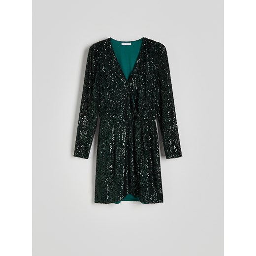 Reserved - Sukienka z cekinami - zielony Reserved L Reserved