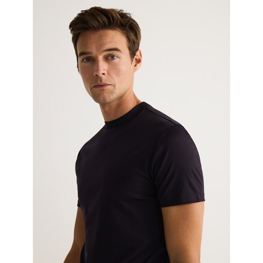 Reserved - T-shirt slim z merceryzowaną bawełną - ciemnoszary Reserved L Reserved