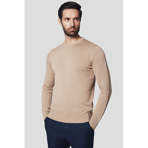 Sweter Beżowy Bawełniany Simen ze sklepu Lancerto S.A. w kategorii Swetry męskie - zdjęcie 176084470