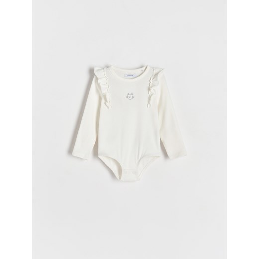 Reserved - Bawełniane body z haftem - złamana biel ze sklepu Reserved w kategorii Odzież dla niemowląt - zdjęcie 176084881