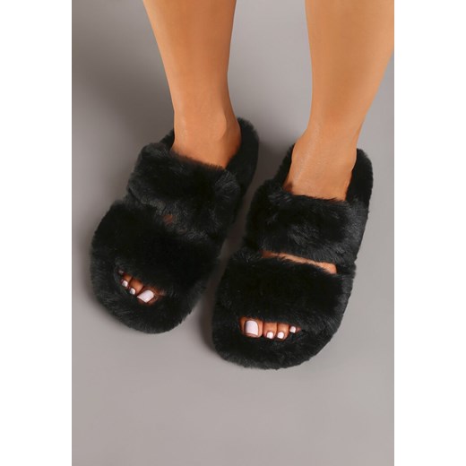 Czarne Kapcie z Futerkiem i Wkładką z Ekozamszu Esanira Renee 38 wyprzedaż renee.pl
