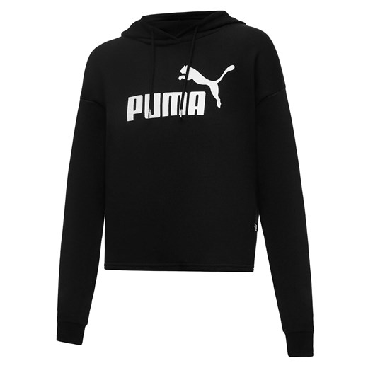 Damska krótka bluza Essentials z kapturem i logo PUMA Black ze sklepu Decathlon w kategorii Swetry damskie - zdjęcie 176112851