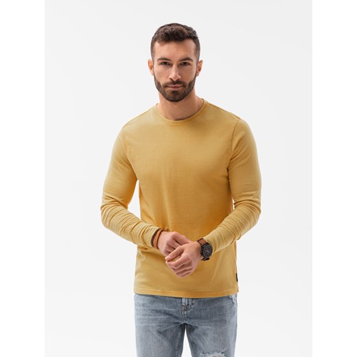 Longsleeve męski bez nadruku - musztardowy V1 L131 XL ombre