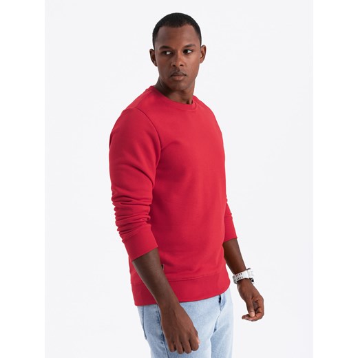 Bluza męska bez kaptura BASIC - czerwona V6 B978 ze sklepu ombre w kategorii Bluzy męskie - zdjęcie 176228634