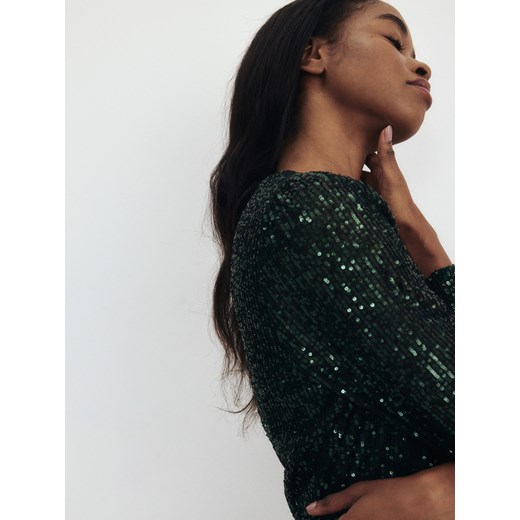 Reserved - Sukienka z cekinami - zielony Reserved XS Reserved