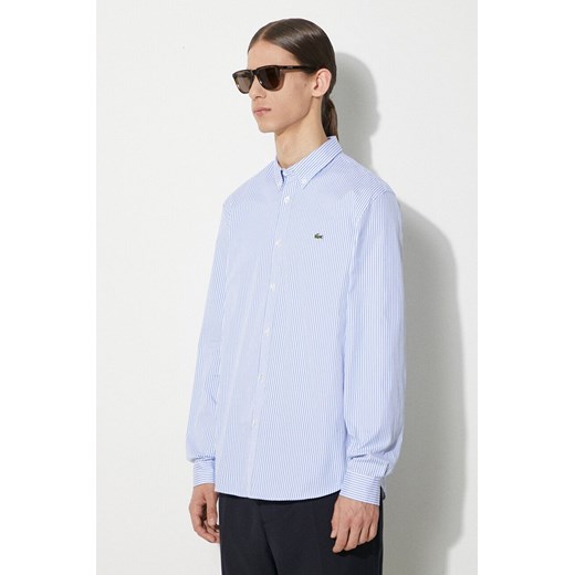 Lacoste koszula bawełniana męska kolor biały regular z kołnierzykiem button-down CH2936 ze sklepu ANSWEAR.com w kategorii Koszule męskie - zdjęcie 176229941