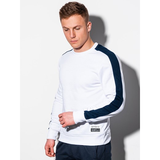 Bluza męska bez kaptura OM-SSNZ-22FW-010 - V3 biała ze sklepu Edoti w kategorii Bluzy męskie - zdjęcie 176231482