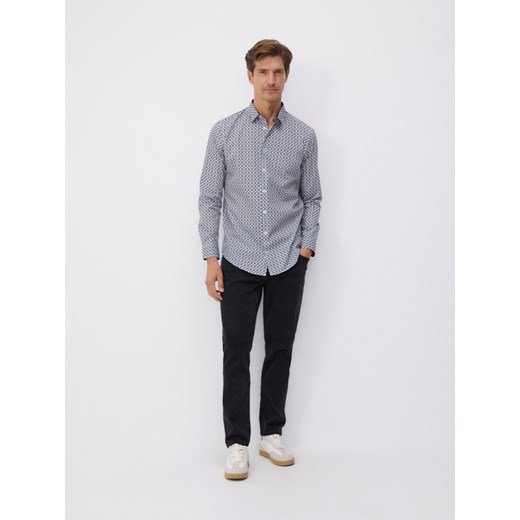 Reserved - Bawełniana koszula slim fit - granatowy Reserved M Reserved