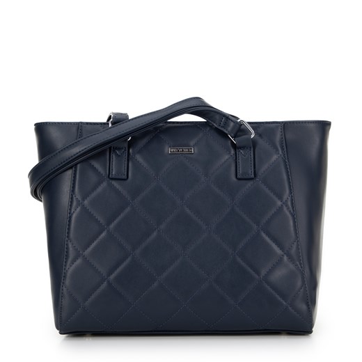 Shopperka z ekoskóry w pikowanie granatowa ze sklepu WITTCHEN w kategorii Torby Shopper bag - zdjęcie 176234484
