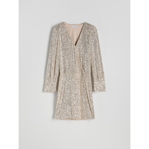 Sukienka Reserved z dekoltem w serek z cekinami mini 