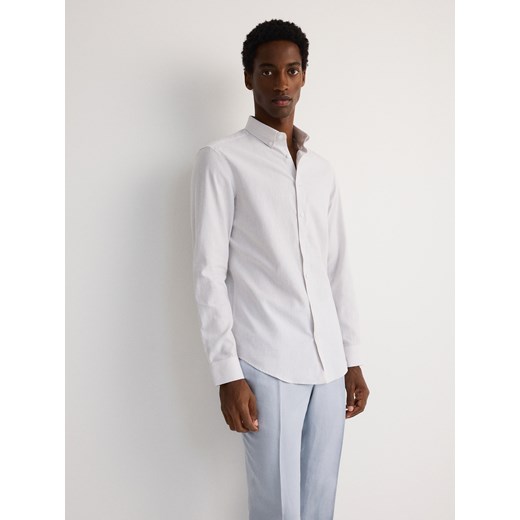Reserved - Koszula slim fit z domieszką lnu - jasnoszary Reserved M promocja Reserved