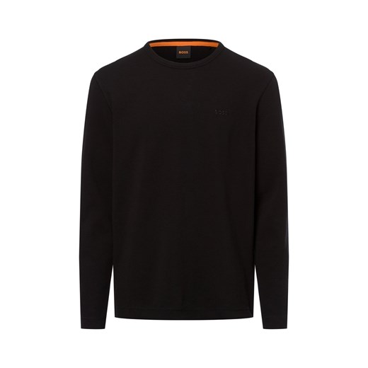 BOSS Orange Męska koszula z długim rękawem - Tempesto Mężczyźni czarny jednolity ze sklepu vangraaf w kategorii T-shirty męskie - zdjęcie 176237371