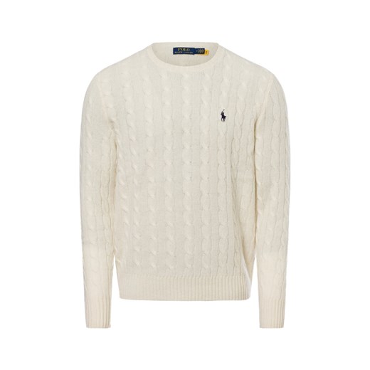 Polo Ralph Lauren Męski sweter Mężczyźni Wełna écru jednolity ze sklepu vangraaf w kategorii Swetry męskie - zdjęcie 176237394