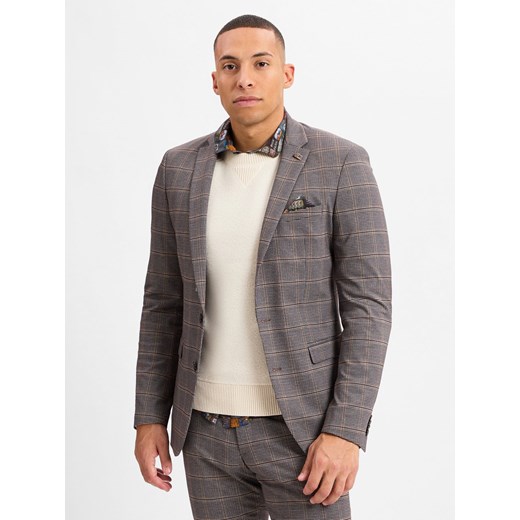Finshley & Harding London Kurtka modułowa Harren - Brixdon Mężczyźni Slim Fit brązowy w kratkę ze sklepu vangraaf w kategorii Marynarki męskie - zdjęcie 176237413