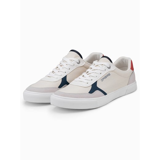 Buty męskie sneakersy z kolorowymi akcentami - białe V1 OM-FOTL-0146 41 okazyjna cena ombre