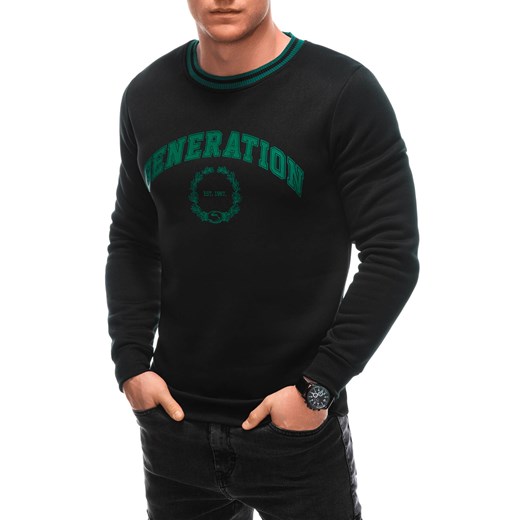 Bluza męska bez kaptura 1622B - czarna/zielona ze sklepu Edoti w kategorii Bluzy męskie - zdjęcie 176238182