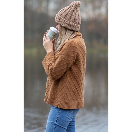 Czapka Chunky Knit w kolorze karmelowym F1513, Kolor karmelowy, Rozmiar one size, Fobya ze sklepu Primodo w kategorii Czapki zimowe damskie - zdjęcie 176245023