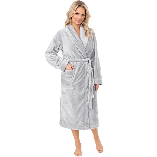 Długi szlafrok damski szary 103, Kolor szary, Rozmiar XS/S, Donna ze sklepu Intymna w kategorii Szlafroki damskie - zdjęcie 176245533