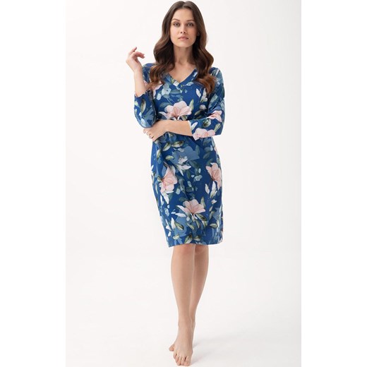 Damska koszula nocna ciemnoniebieska 197, Kolor ciemnoniebieski-wzór, Rozmiar M, Luna ze sklepu Intymna w kategorii Koszule nocne - zdjęcie 176245613