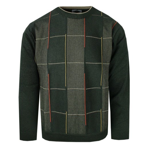 Zielony Sweter Męski - U-neck (Okrągły Dekolt) - Kings - Zielony SWKNGS63507zielU ze sklepu JegoSzafa.pl w kategorii Swetry męskie - zdjęcie 176245813