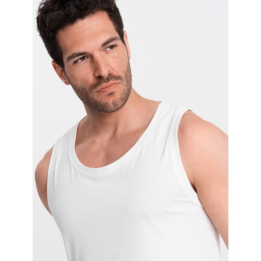 Męska bawełniana koszulka tank top BASIC – biała V1 OM-TSBT-0192 ze sklepu ombre w kategorii T-shirty męskie - zdjęcie 176248173