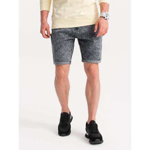 Jeansowe marmurkowe szorty męskie - szare V3 OM-SRDS-0117 XL promocyjna cena ombre
