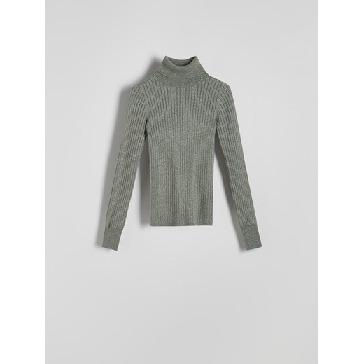 Reserved - Błyszczący golf - khaki Reserved XL Reserved