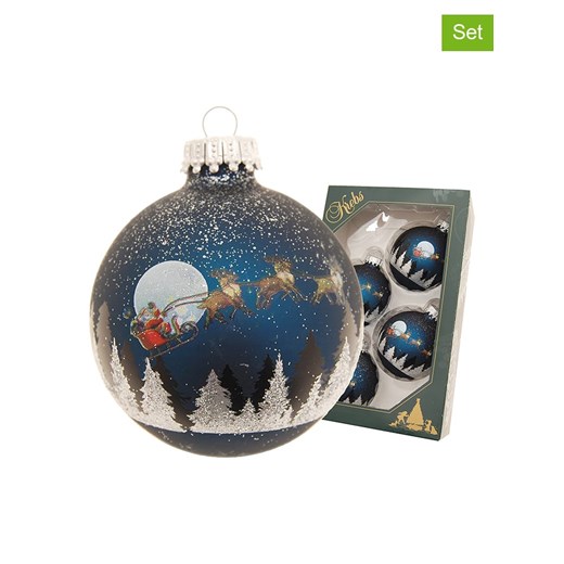 Krebs Glas Lauscha Bombki (4 szt.) w kolorze granatowo-złotym ze sklepu Limango Polska w kategorii Dekoracje bożonarodzeniowe - zdjęcie 176256681