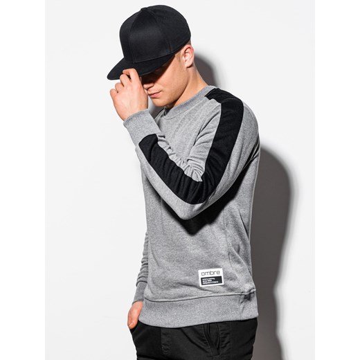 Bluza męska bez kaptura OM-SSNZ-22FW-010 - V1 szara ze sklepu Edoti w kategorii Bluzy męskie - zdjęcie 176261223