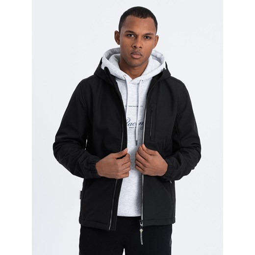 Męska kurtka SOFTSHELL z polarowym środkiem - czarny V2 OM-JANP-0137 L promocja ombre