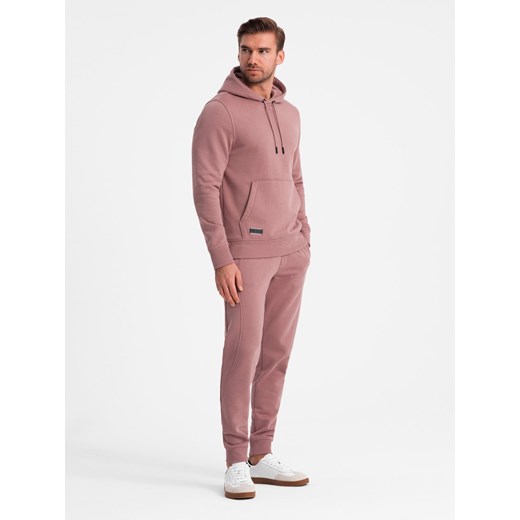 Komplet męski dresowy BASIC bluza kangurka + joggery – ciemnoróżowy V4 ze sklepu ombre w kategorii Dresy męskie - zdjęcie 176261560