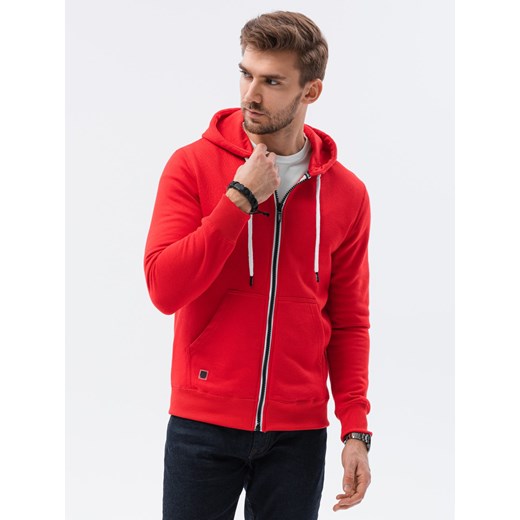 Bluza męska rozpinana z kapturem BASIC - czerwona B977 S ombre