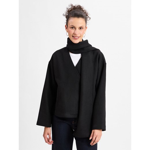 Msch Copenhagen Kurtka damska - MSCHSyden Kobiety Sztuczne włókno czarny jednolity ze sklepu vangraaf w kategorii Kurtki damskie - zdjęcie 176262433