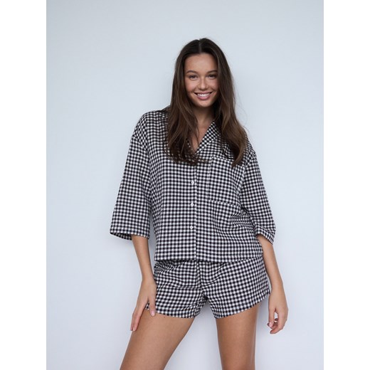 Reserved - Dwuczęściowa piżama w kratę - szary Reserved S Reserved
