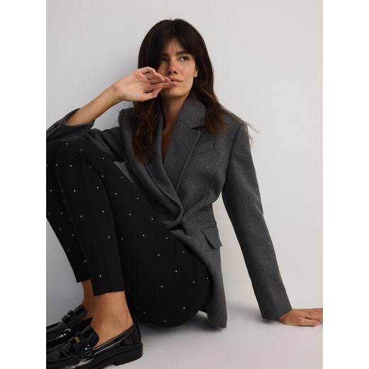 Reserved - Legginsy z błyszczącymi aplikacjami - czarny Reserved S Reserved