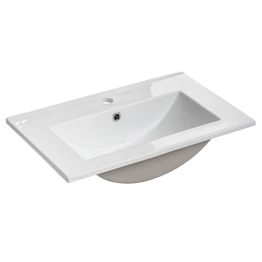 Biała prostokatna ceramiczna umywalka - Xarius 60 cm ze sklepu Edinos.pl w kategorii Meble łazienkowe - zdjęcie 176263694