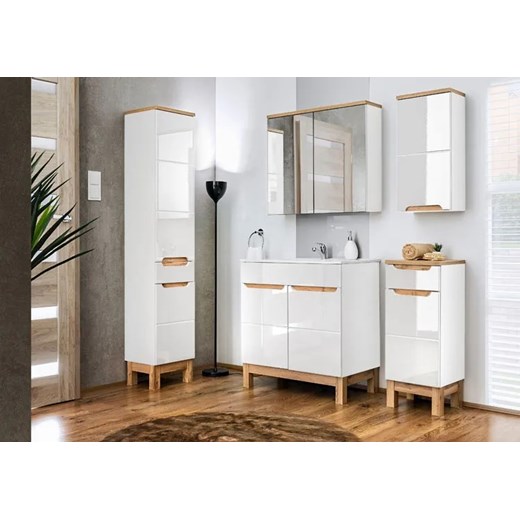 Szafka pod umywalkę stojąca Marsylia 3X 50 cm - Biały połysk Elior One Size Edinos.pl