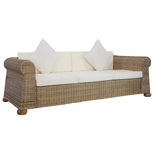 Brązowa 3-osobowa sofa z rattanu - Asha ze sklepu Edinos.pl w kategorii Sofy i kanapy - zdjęcie 176263813