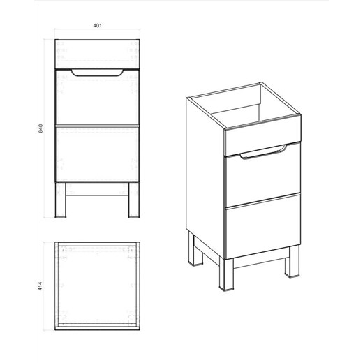 Szafka stojąca pod umywalkę Marsylia 3X 40 cm- Biały połysk Elior One Size Edinos.pl