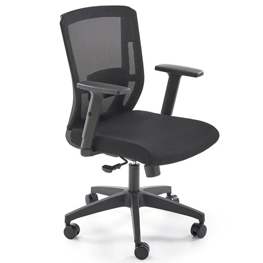 Czarny ergonomiczny fotel obrotowy z regulacją podłokietników - Pellis ze sklepu Edinos.pl w kategorii Krzesła biurowe - zdjęcie 176263873