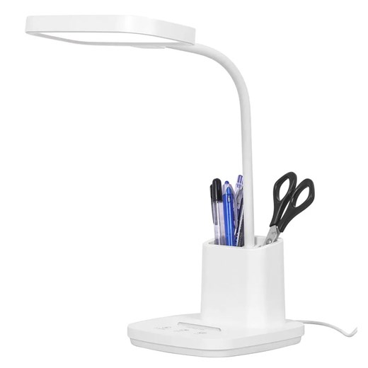 Biała regulowana lampka biurkowa LED z pojemnikiem - A684-Azla Lumes One Size Edinos.pl