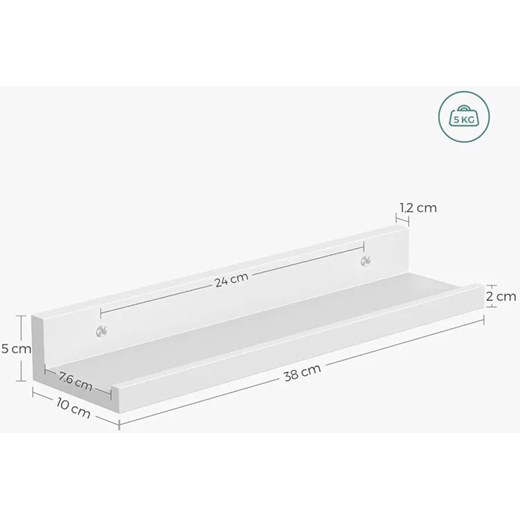 Komplet 3 białych półek ściennych połysk - Aliew Elior One Size Edinos.pl