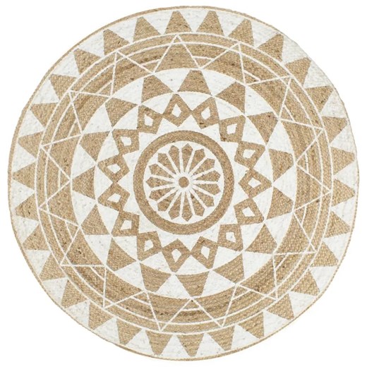 Biały dywanik w geometryczny wzór 120 cm N4-K96 ze sklepu Edinos.pl w kategorii Dywany - zdjęcie 176264160