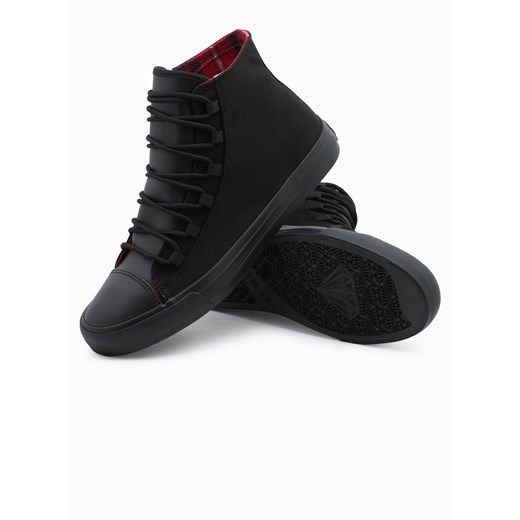 Buty męskie trampki z łączonych materiałów - czarne V1 OM-FOTH-0143 41 ombre