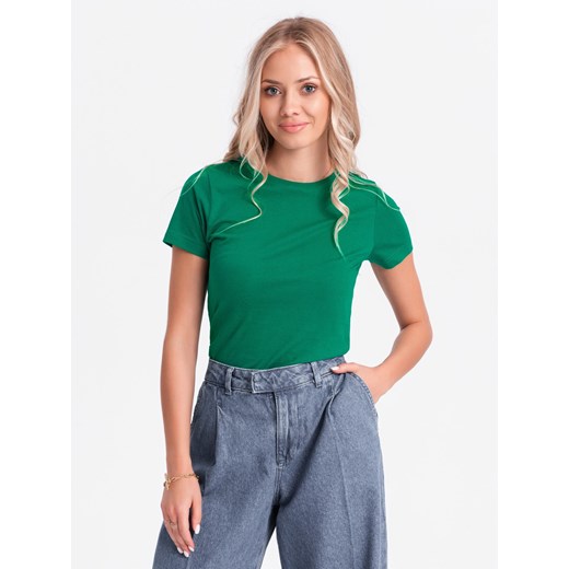T-shirt damski basic 001SLR - zielony ze sklepu Edoti w kategorii Bluzki damskie - zdjęcie 176266323