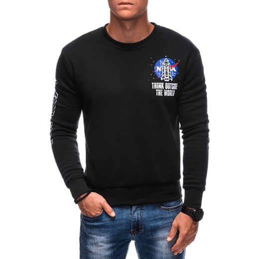 Bluza męska bez kaptura 1685B - czarna ze sklepu Edoti w kategorii Bluzy męskie - zdjęcie 176266361