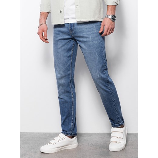 Spodnie męskie jeansowe z przetarciami REGULAR FIT - niebieskie V3 OM-PADP-0102 XL ombre