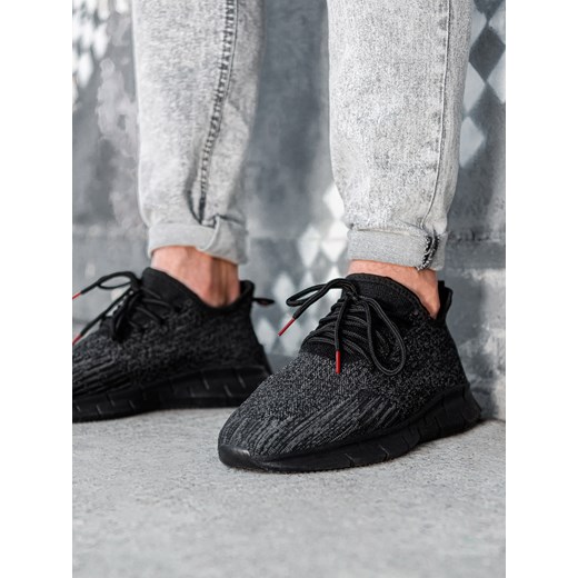 Buty męskie sneakersy - czarne V4 T388 ze sklepu ombre w kategorii Buty sportowe męskie - zdjęcie 176276432